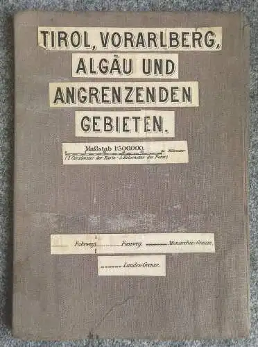 Leinen Landkarte Tirol Vorarlberg Algäu 1:500000 alte Leinenlandkarte