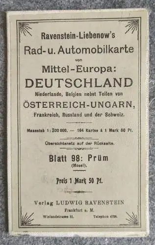 Ravenstein Rad Automobilkarte Mittel Europa Blatt 98 Prüm