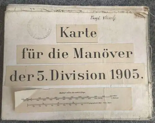 Karte für die Manöver der 5. Division 1905 1:100000 alte Leinen Landkarte