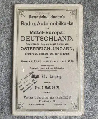 Ravenstein Liebenows Rad u. Automobilkarte Mittel-Europa 1:300000 alte Karte