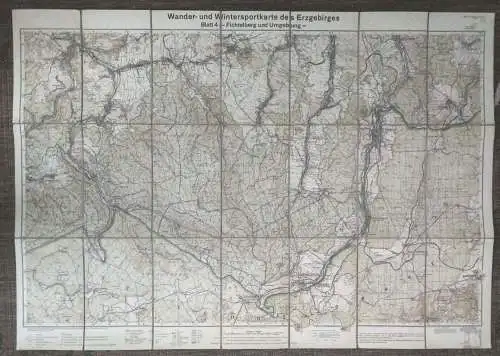 Amtliche Wander und Wintersportkarte Erzgebirge 1:30000 Leinen Landkarte 1935