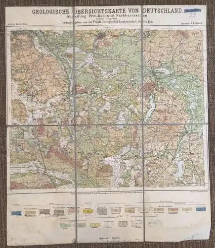 Geologische Übersichtskarte von Deutschland 1921 Landkarte 1:200000 Preußen