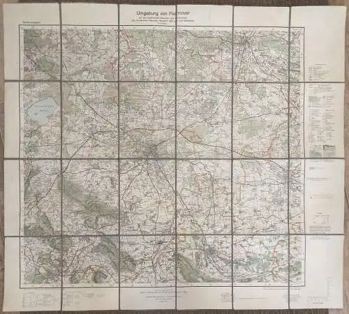 Grosse Umgebungskarte Hannover 1:100000 Leinen Landkarte 1950