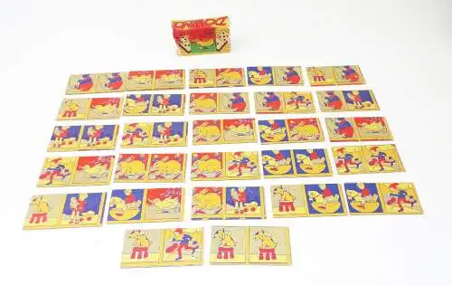 Altes Domino Spiel Tiere Legespiel Pappkärtchen 1950 er 