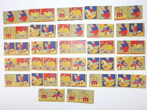 Altes Domino Spiel Tiere Legespiel Pappkärtchen 1950 er 