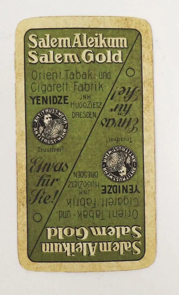 Yenidze Zigaretten Dresden Werbung Kartenspiel Salem Aleikum um 1930 Reklame 4
