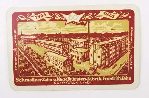 Reklame Kartenspiel Zahn Nagel Bürsten Fabrik Jahn Schmölln 1925 Steuerstempel