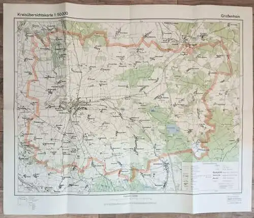 Karte DDR Großenhain 1:50000 alte Landkarte Vermessungsdienst Sachsen 1954