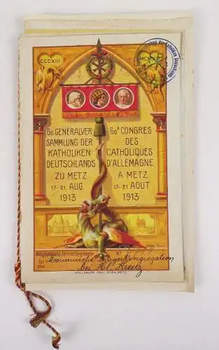 Metz 1913 Generalversammlung Katholiken Mitgliedskarte Papiere