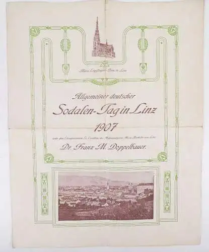 Programm Sodalen Tag in Linz 1904 Dr Franz M Doppelbauer Maria Empfängnis Dom