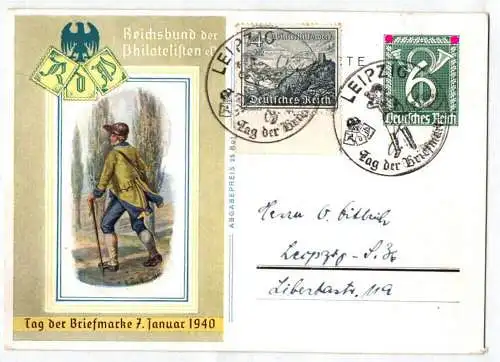 Postkarte Reichsbund der Philatelisten Tag der Briefmarke 1940 Leipzig 