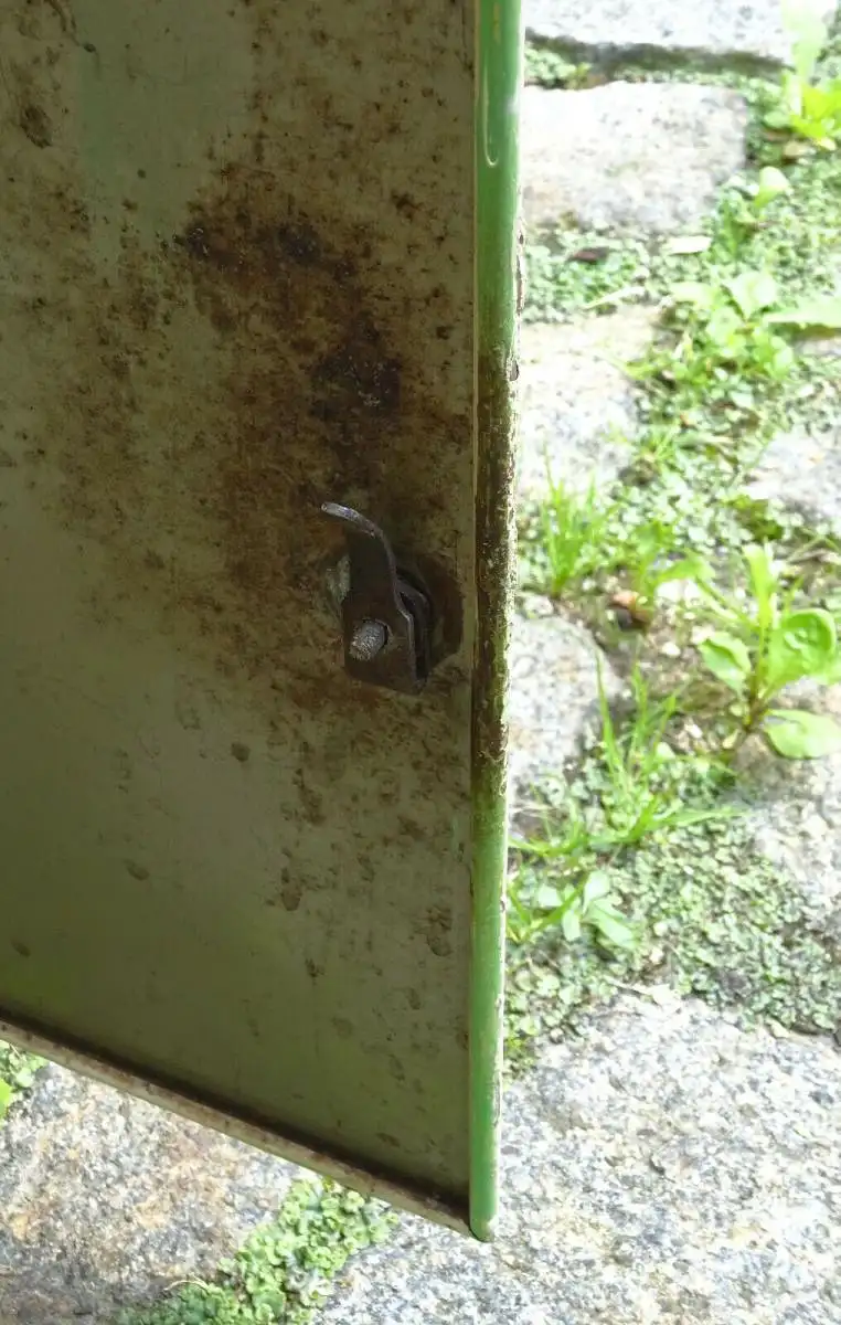 Vintage Blech Vorratsschrank kleiner Schrank Hängeschrank Werkstatt Loft Deko ! 2