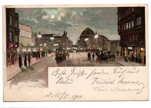 Litho Ak Berlin Weidendammer Brücke Kutschen 1900