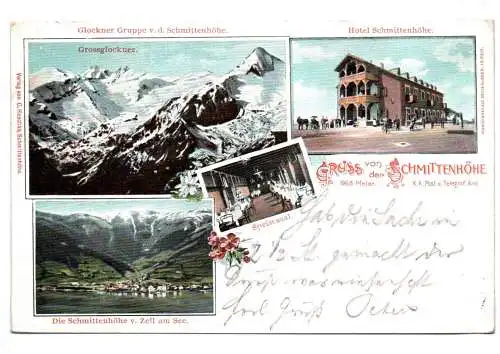 Litho Ak Gruss von der Schmittenhöhe Glockner Gruppe Zell am See 1900