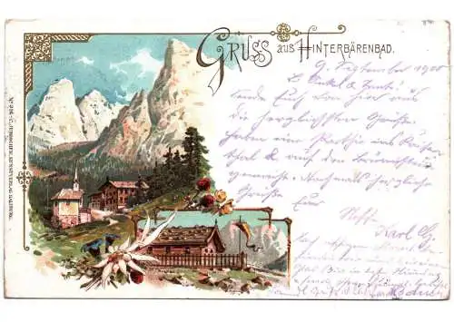 Litho Ak Gruss aus Hinterbärenbad 1900  Ebbs Österreich