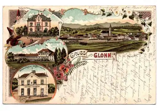 Litho Ak Gruss aus Glonn Warenhaus Zwerge 1900 Ebersberg