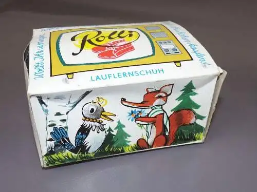 Rolli Schuhe Kinderschuhe Lauflernschuhe Originalkarton Fuchs Elster Reklame