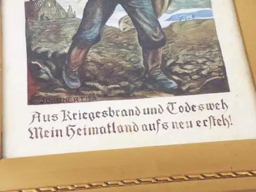 Aquarell Junker 1 Wk Aus Kriegesbrand und Todesweh Heimatland WW1 Bilderrahmen