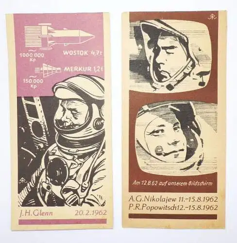 Sparkassen Lesezeichen Kosmonauten Nikolajew Popowitsch Glenn Wostock 1962 