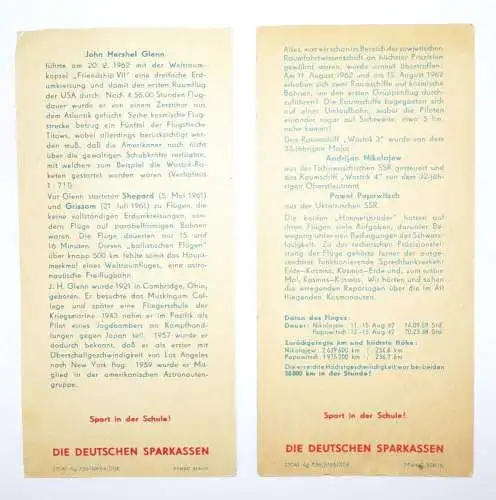 Sparkassen Lesezeichen Kosmonauten Nikolajew Popowitsch Glenn Wostock 1962 