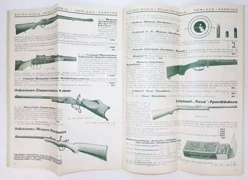 Alter Katalog Anton Sodia Gewehrfabrik Ferlach Kärnten Flinten Gewehre Munition