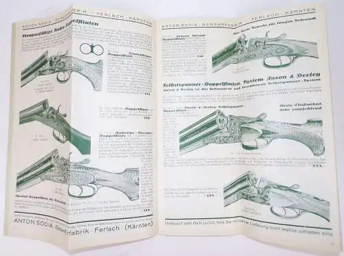 Alter Katalog Anton Sodia Gewehrfabrik Ferlach Kärnten Flinten Gewehre Munition