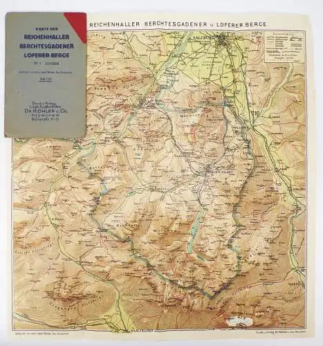 Karte der Reichenhaller Berchtesgaden Loferer Berge 1930 er Landkarte