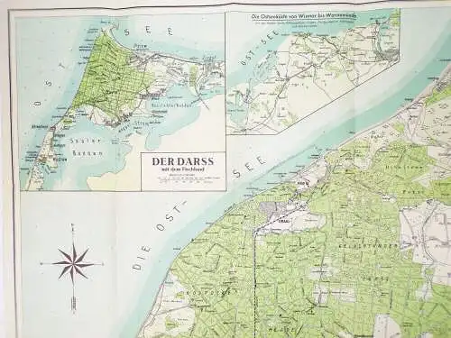 Wanderkarte von Warnemünde bis Zingst 1930 er Landkarte map