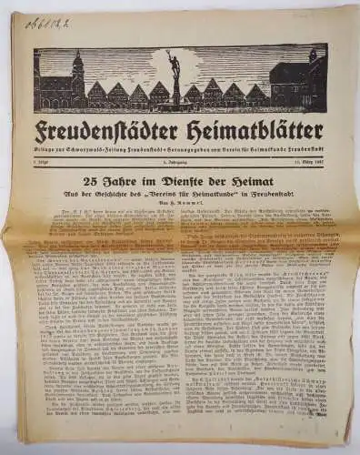 Freudenstädter Heimatblatt 1936 bis 1939 Freudenstadt