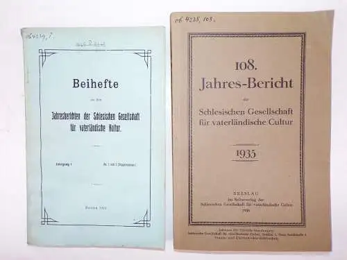 Schlesische Gesellschaft für vaterländische Cultur 1922 bis 1941 