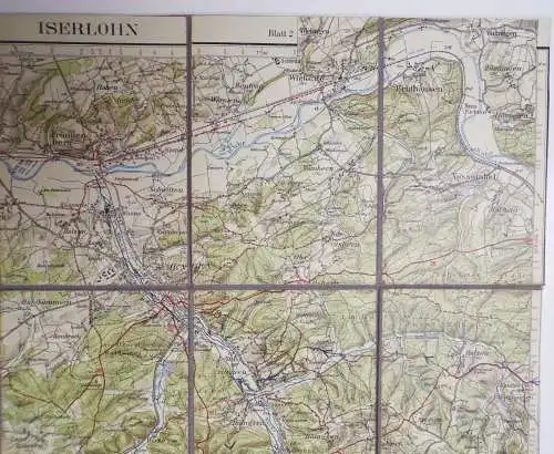 Alte Leinenkarte Iserlohn Sauerland Landkarte old map