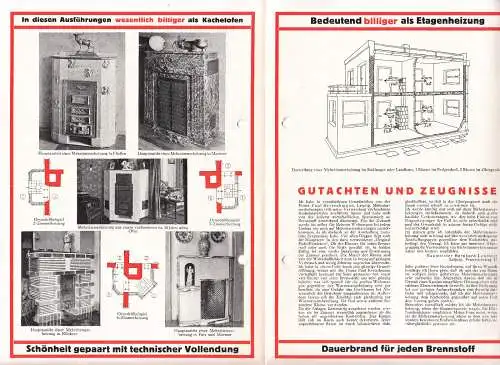 Werbe Prospekt Mehrzimmerheizung Ofen Paul Kretschmann Leipzig um 1935  (D7