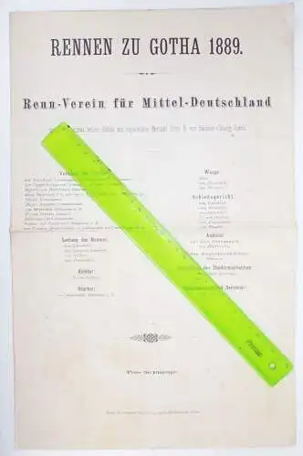 Programm Pferde Rennen zur Gotha 1889 Boxberg Pferdesport 