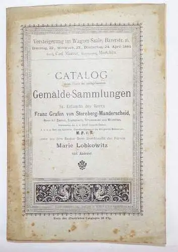 Katalog Gemälde Sammlungen Franz Graf von Sternberg Manderscheid 1884