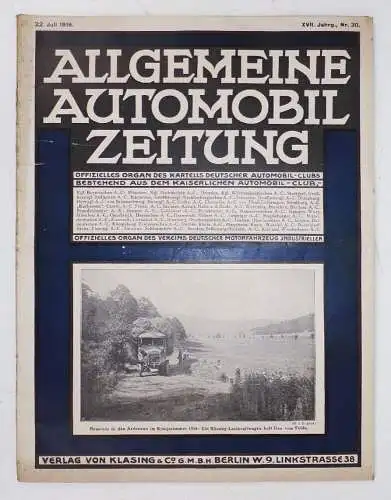 Allgemeine Automobil Zeitung Nr 30 von 1916 Klasing Berlin Oldtimer