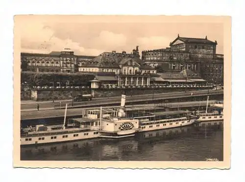 Ak Dresden Italienisches Dörfchen und Oper 1955 Dampfer Blasewitz