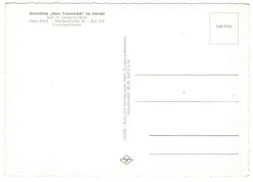 Ak Gaststätte Haus Tannen Eck im Ittertal Solingen 1960er 1970er 