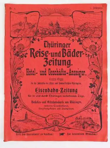 Thüringer Reise und Bäder Zeitung Eisenbahn Nr 4 von 7 Jahrgang Zeitung