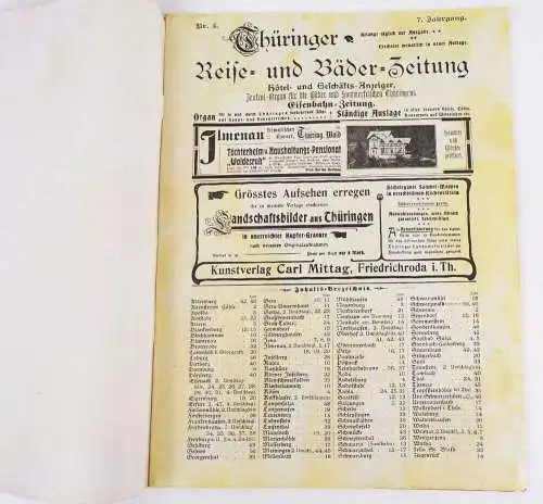 Thüringer Reise und Bäder Zeitung Eisenbahn Nr 4 von 7 Jahrgang Zeitung