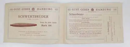 Werbe Prospekt Gustav Geber Hamburg Zigarren Hoflieferant um 1900