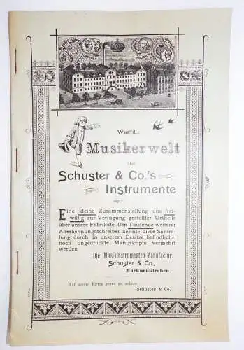 Was die Musikwelt über Schuster & Co Instrumente Markneukirchen sagt um 1900