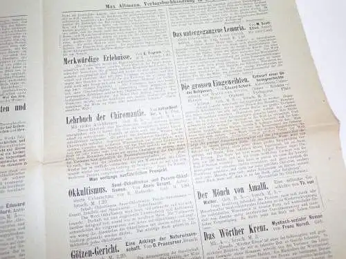 Okkultismus Buch Empfehlungen Max Altmann Verlagsbuchhandlung Leipzig um 1910