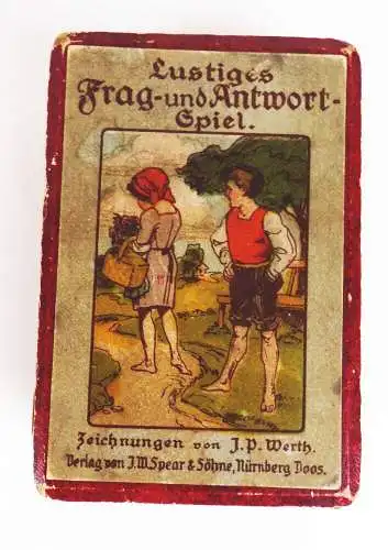 Lustiges Frag und Antwort Spiel Werth Spear u Söhne Nürnberg um 1910 Kartenspiel