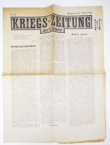 Konvolut Kriegszeitung der 7 Armee 1916 1918 WW1 Zeitung