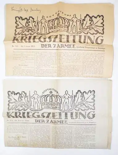 Konvolut Kriegszeitung der 7 Armee 1916 1918 WW1 Zeitung