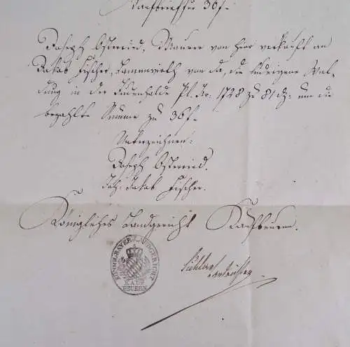 Handschriftlicher Kaufbrief 1839 Kaufbeuren