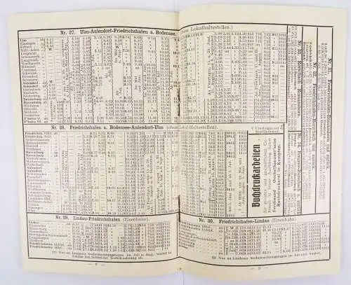 Sommer Fahrplan 1911 Kempten Allgäu Ulm Nördlingen München