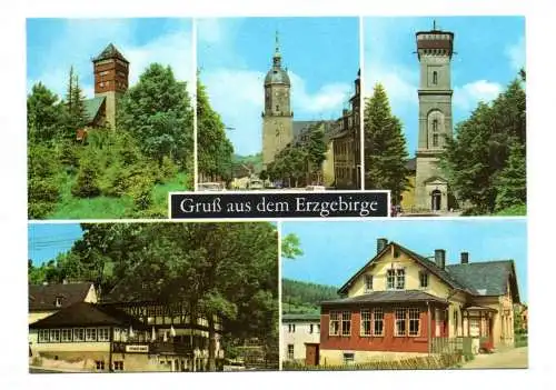 Ak Gruß aus dem Erzgebirge 1975 Bärenstein Berghaus Annaberg St. Annen Kirche