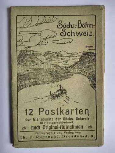 Sächsisch Böhmische Schweiz 12 Postkarten Leporello