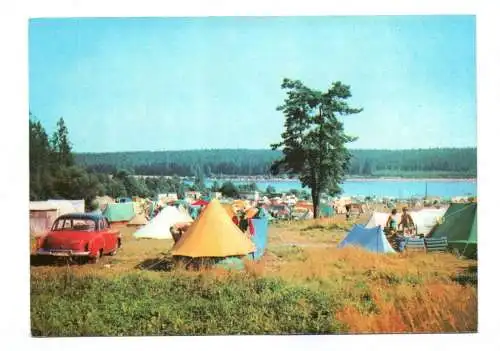 Foto Ak Greifenbachstauweiher mit Campingplatz bei Ehrenfriedersdorf 1972